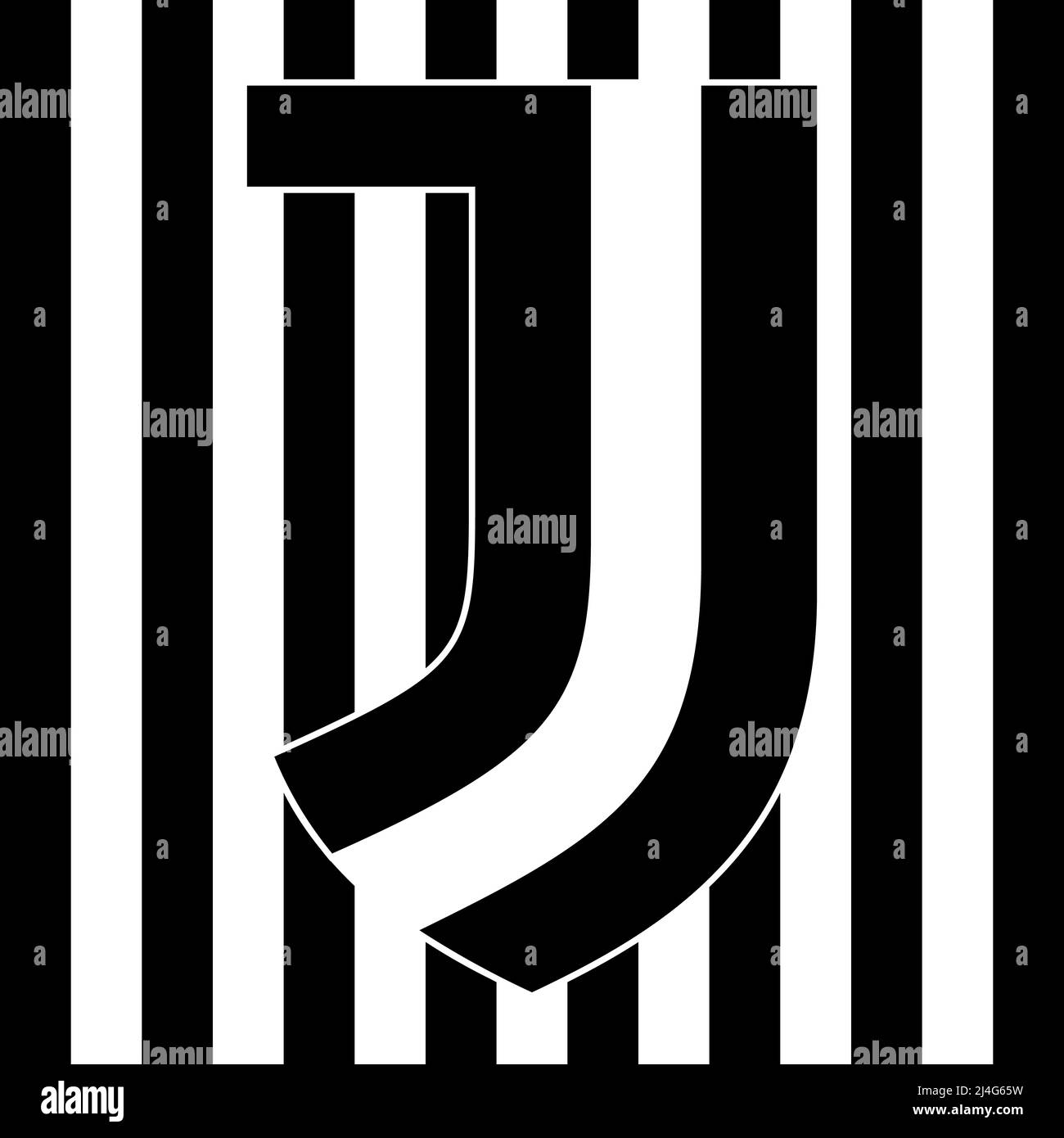 Turin, Italien, April 2022 - Logo der Marke Juventus Football Club auf den schwarzen und weißen Farben, Abbildung Stockfoto