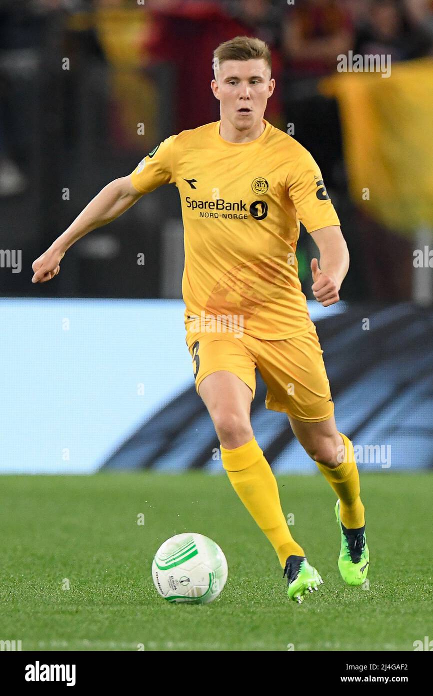 Alfons Sampsted von Bodo Glimt wahrend des FuBballspiels der UEFA Europa Conference League Stadio Olimpico Roma gegen Bodo Glimt 14. April 2022 Foto AllShotLive Sipa USA Stockfotografie Alamy