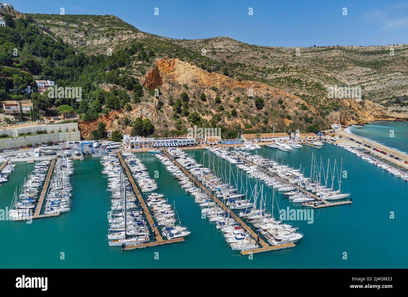 Drohnenfoto der Javea Marina Stockfoto