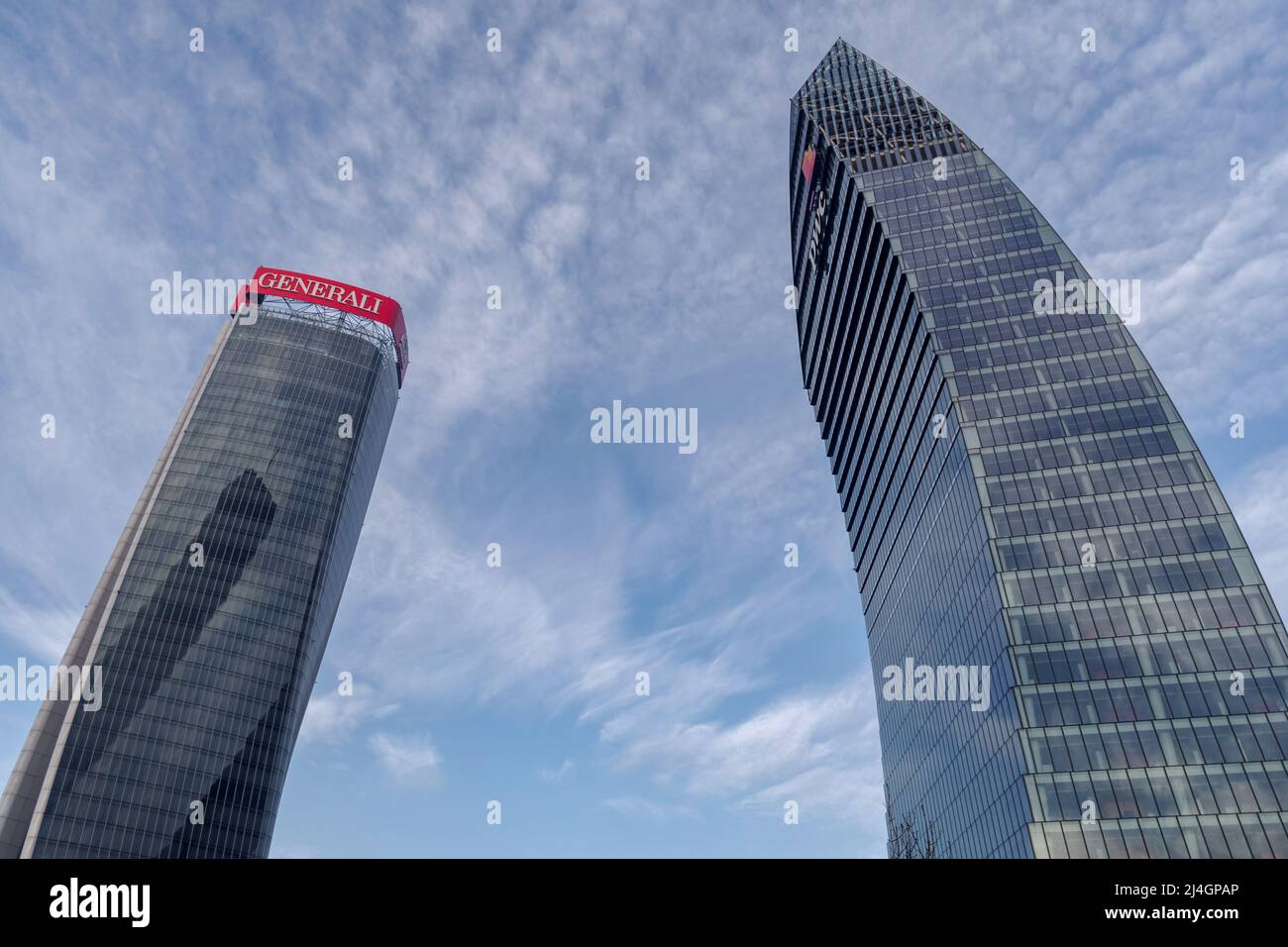 Wolkenkratzer Generali Tower und Libeskind Tower in Mailand Stockfoto