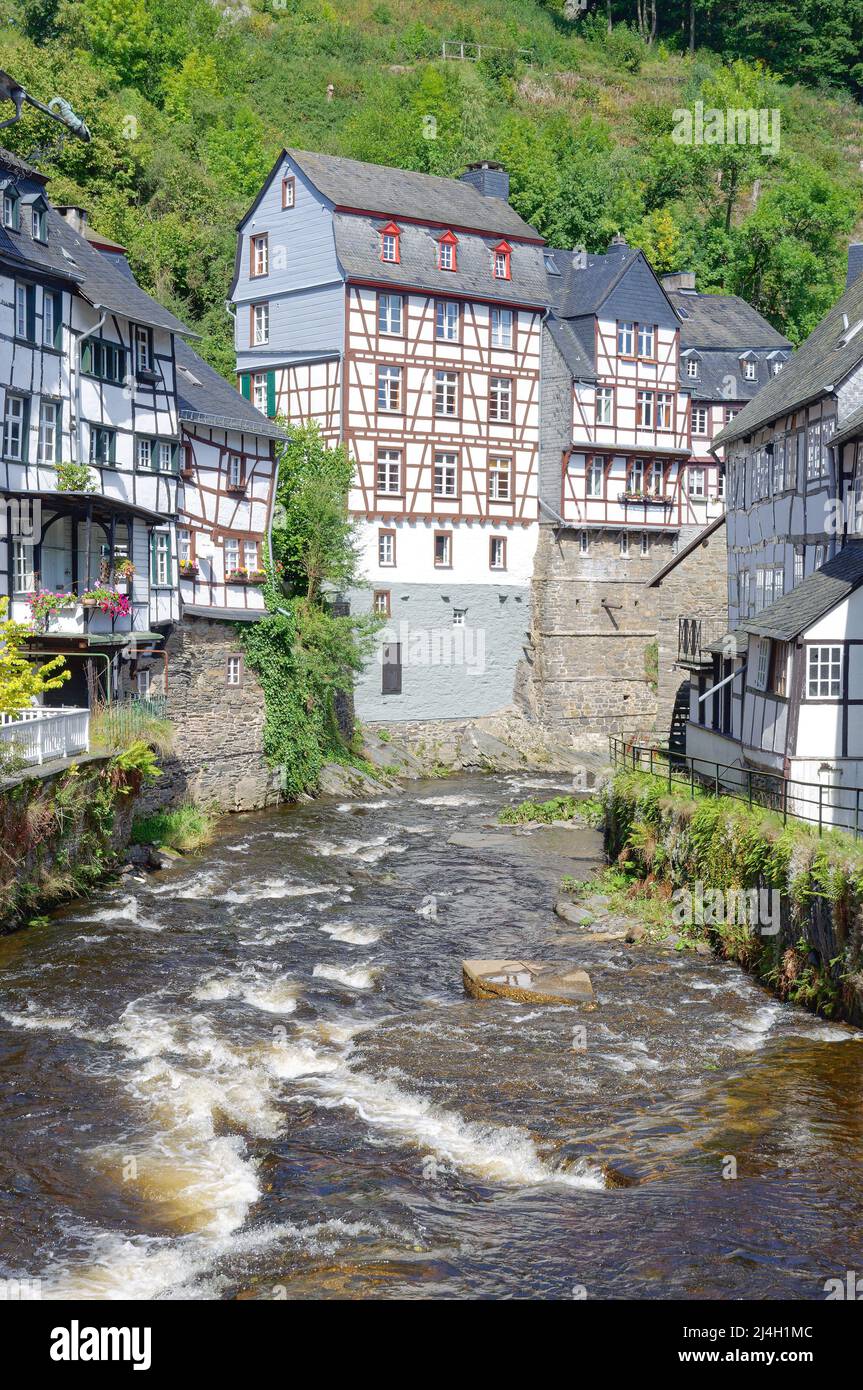 Idyllisches Dorf Monschau, Eifel, Deutschland Stockfoto