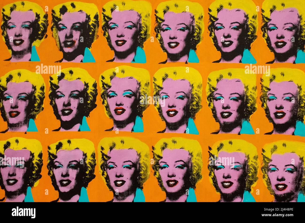 Pop-Kultur-Kunst von Andy Warshols Gemälde Marilyn x 100 im Cleveland Museum of Art Stockfoto
