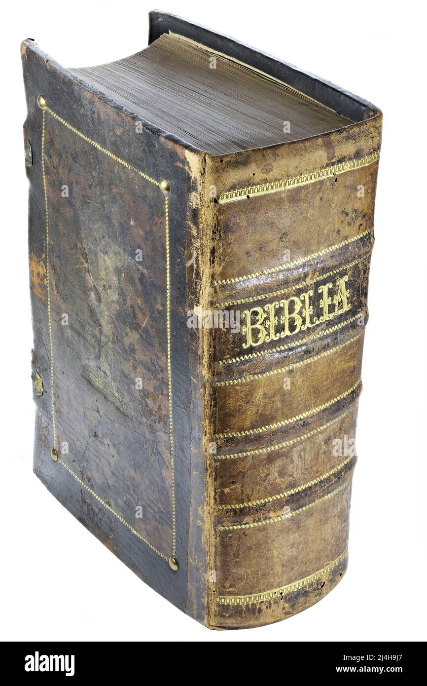 Vintage bibel isoliert auf weißem Hintergrund Stockfoto