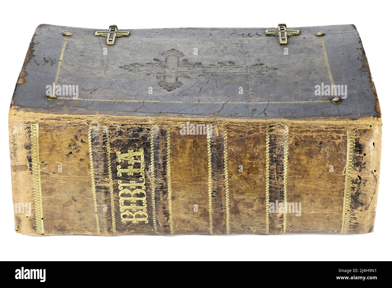 Vintage bibel isoliert auf weißem Hintergrund Stockfoto