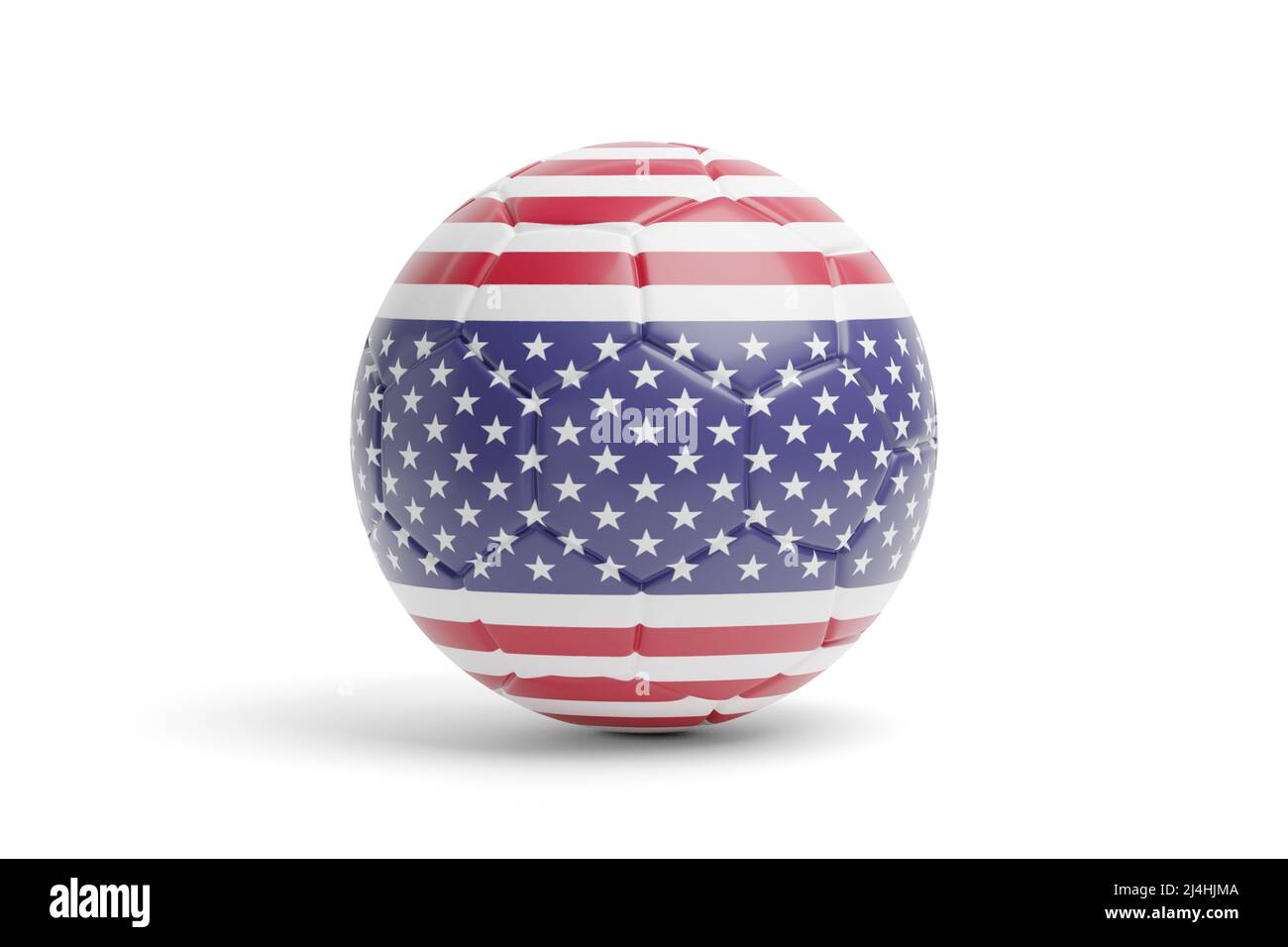 Fußball in den Farben der Flagge der Vereinigten Staaten. 3D Abbildung. Stockfoto