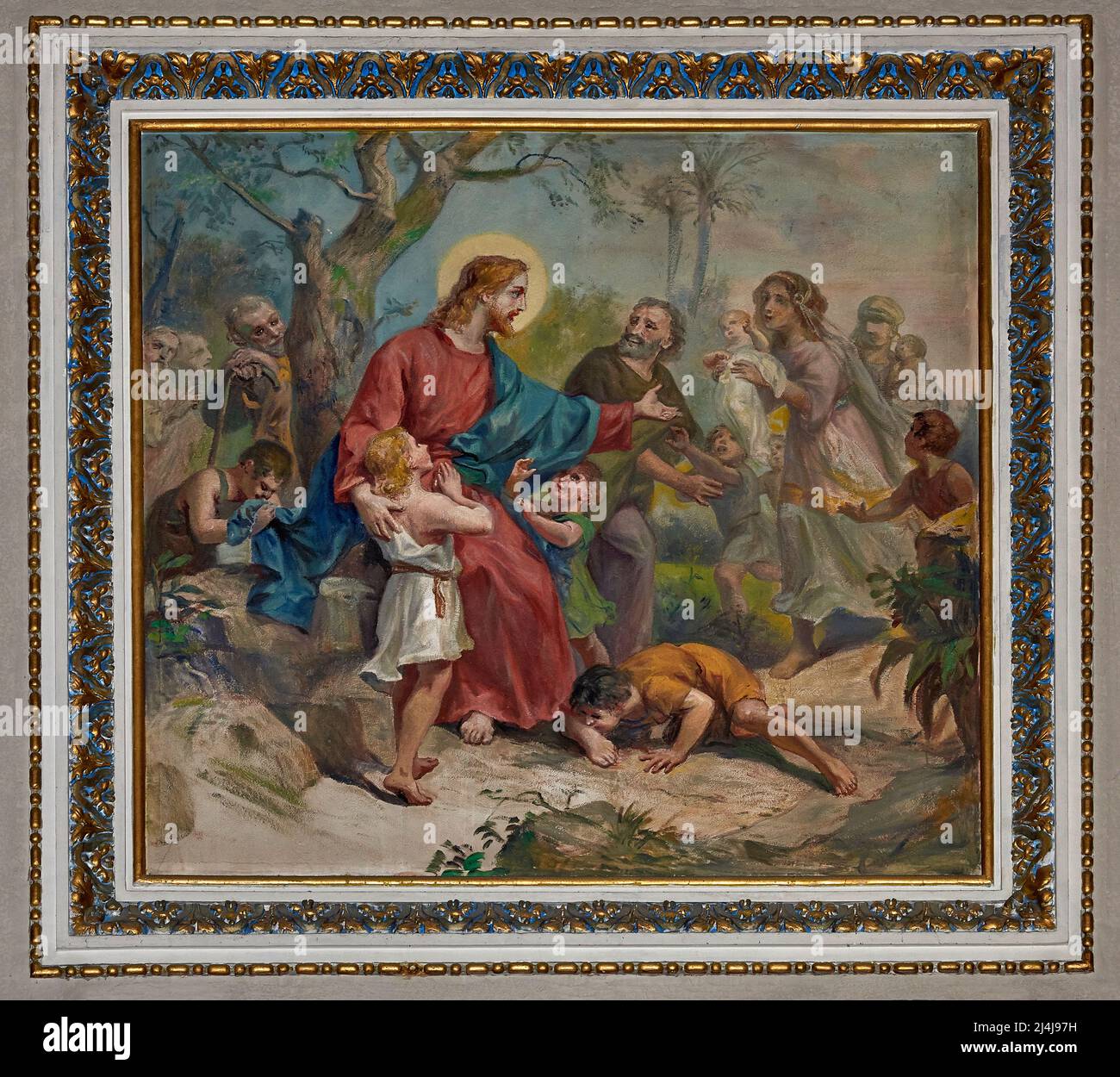 Gesù con i fanciulli - affresco - Casimiro Radice - 1881 - Lecco, Basilica di San Nicolò Stockfoto