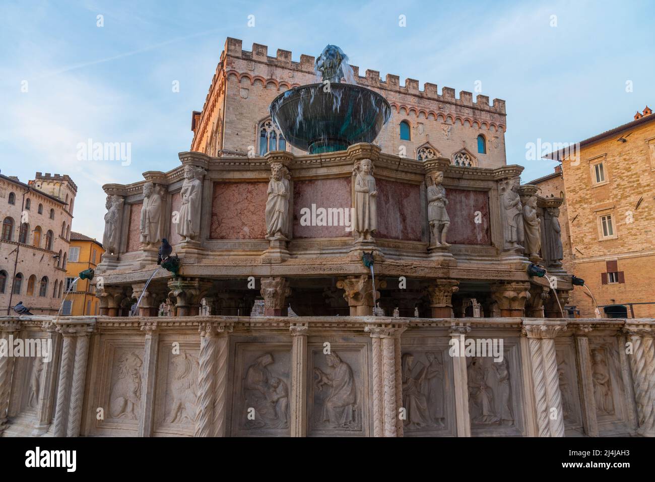 Fontana Maggiore in der italienischen Stadt Perugia. Stockfoto
