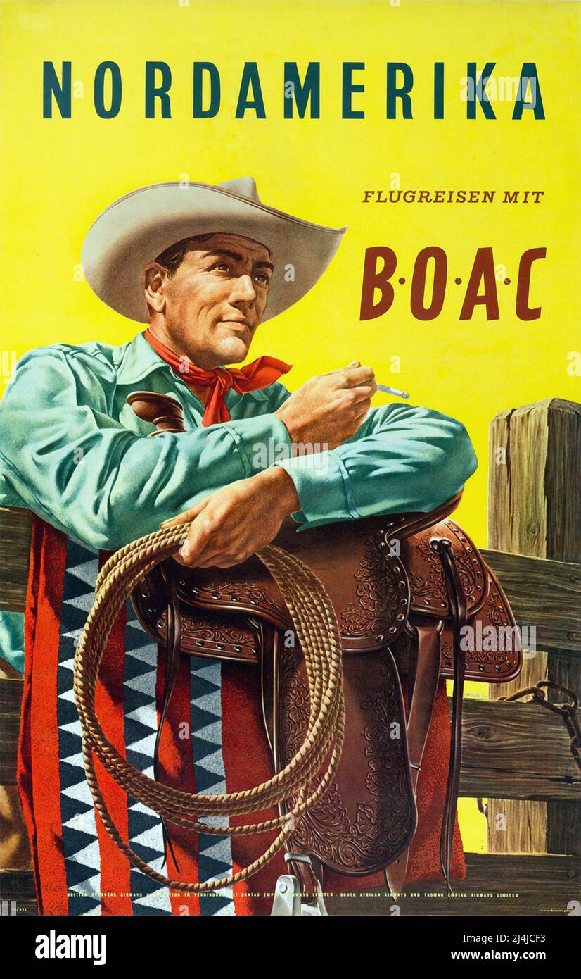 Vintage Travel Poster - BOAC Qantas - NORDAMERIKA ( Nordamerika) - von Albert Hayes Stockfoto