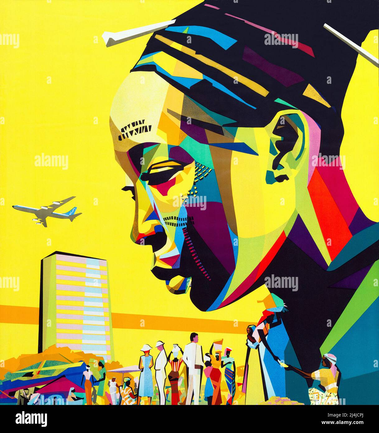 Gaston van den Eynde Original Vintage Travel Poster Africa Sabena Airlines Stockfoto