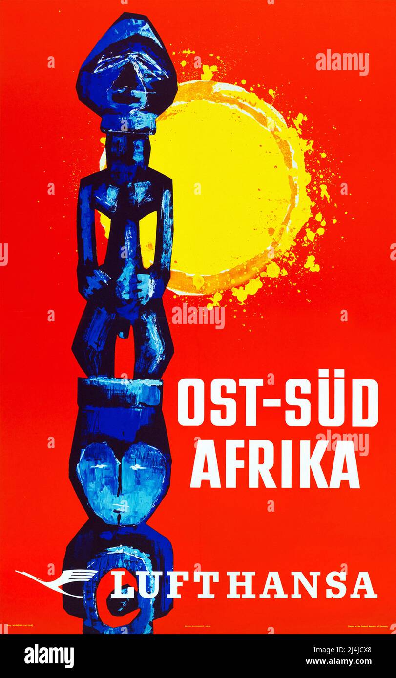 Lufthansa Reiseplakat für Afrika im Jahr 1950s Stockfoto