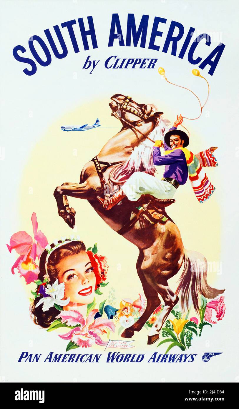 Vintage Travel Poster - Pan am : South America von Clipper 1950s Stockfoto