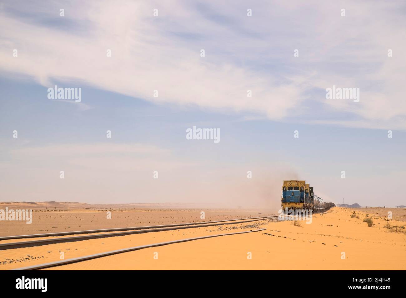 Mauretanien, die längste Eisenbahn der Welt, verbindet Nouadhibou mit Zouerat Stockfoto