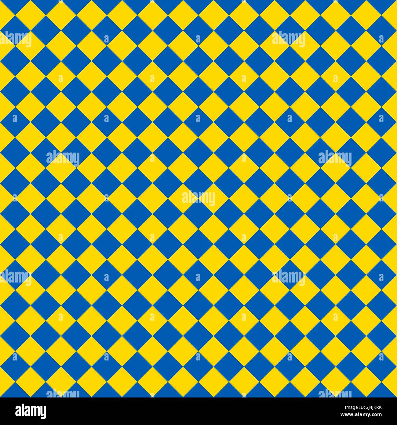 Stand mit Ukraine: Blau und gelb nahtlose diagonale Schachbrettmuster Stockfoto