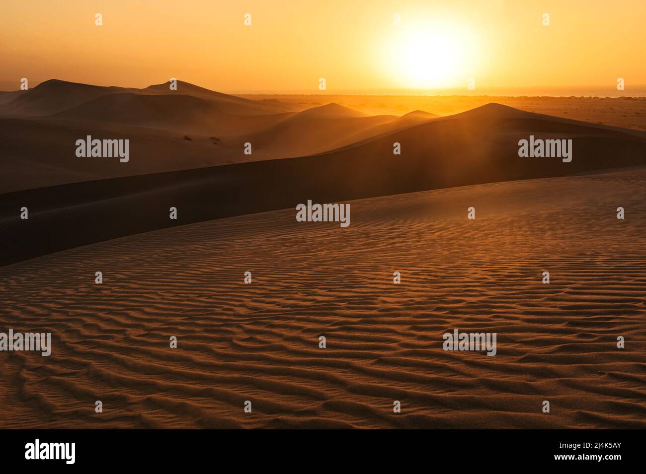 Farbenfroher Sonnenaufgang in den herrlichen Sanddünen von Eucla. Stockfoto