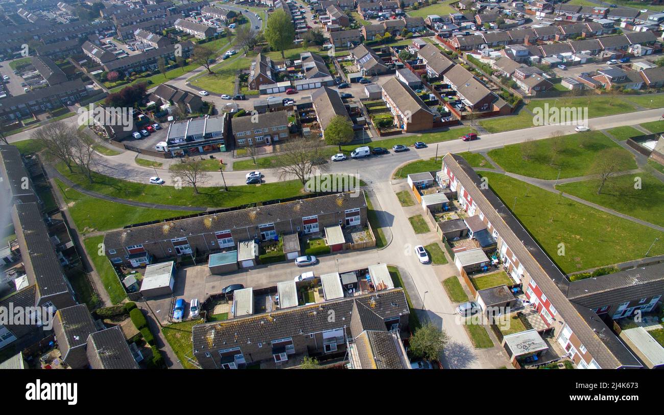 Luftaufnahme der Cheltenham Avenue, Bransholme, Hull Stockfoto