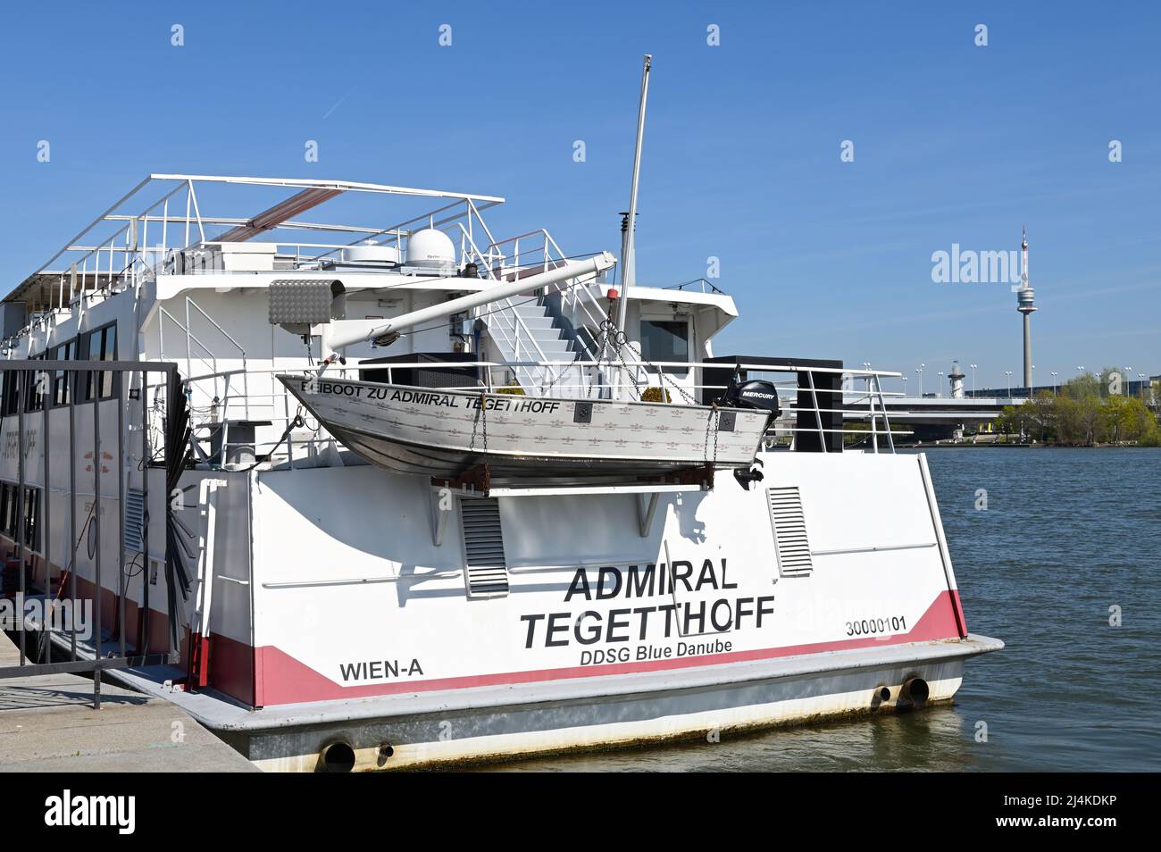 Wien, Österreich. Ausflugsschiff Admiral Tegetthoff auf der Donau