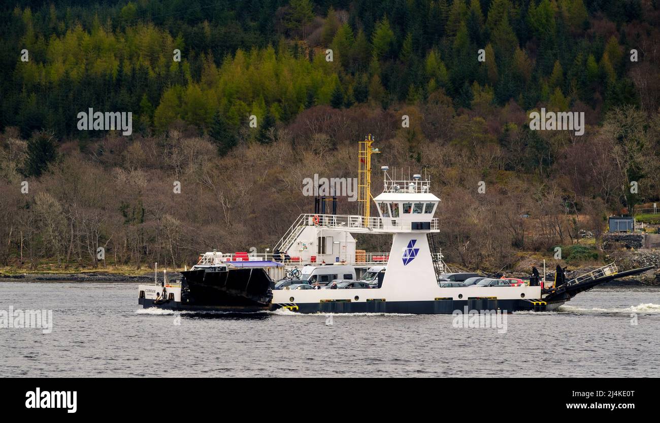 Die Corran Ferry fährt über Loch Linnhe, Highlands of Scotland Stockfoto