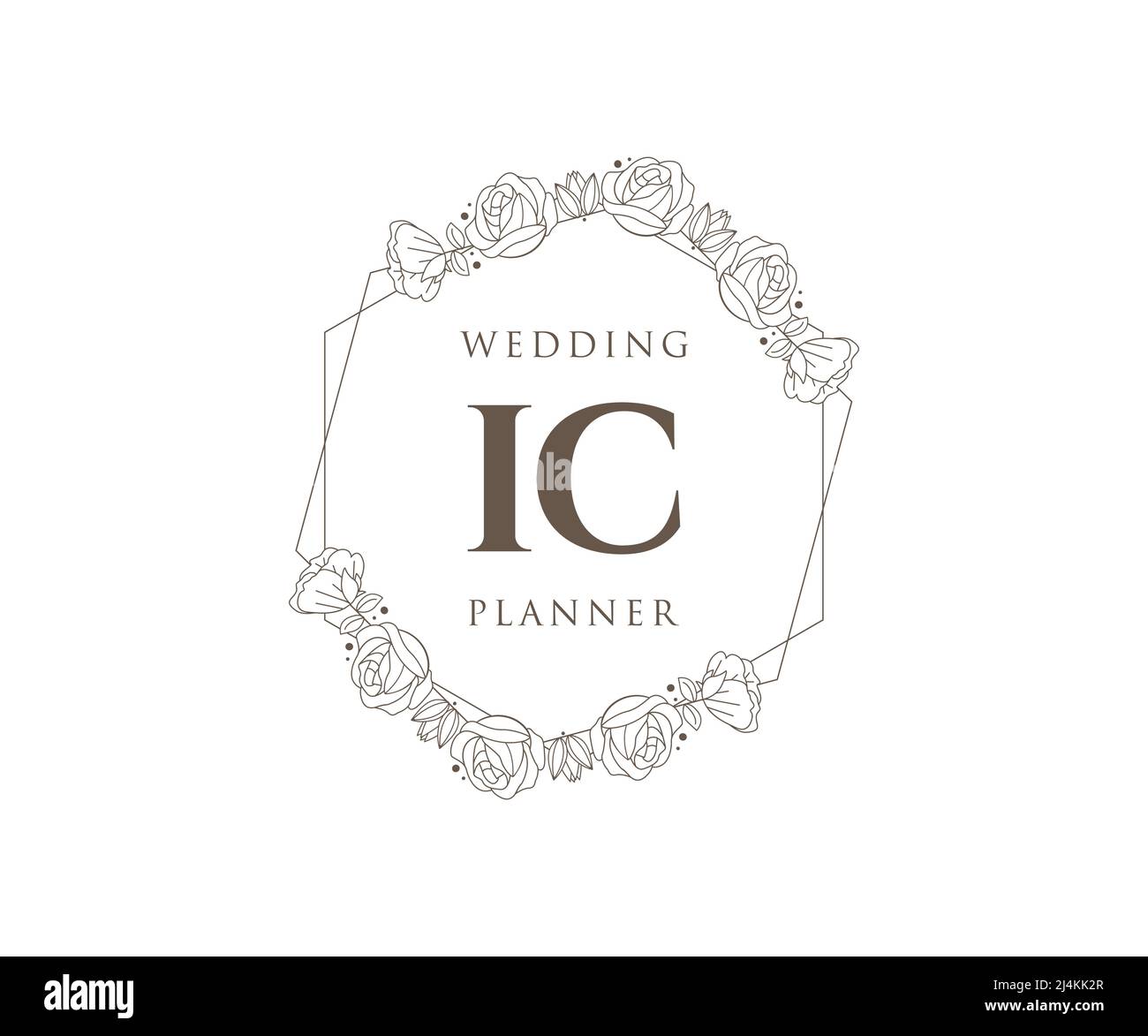 IC Initials Letter Hochzeit Monogram Logos Kollektion, handgezeichnete moderne minimalistische und florale Vorlagen für Einladungskarten, Save the Date, elegant Stock Vektor