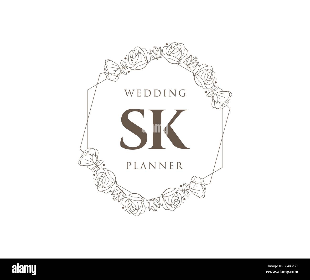 SK Initials Letter Hochzeit Monogram Logos Kollektion, handgezeichnete moderne minimalistische und florale Vorlagen für Einladungskarten, Save the Date, elegant Stock Vektor