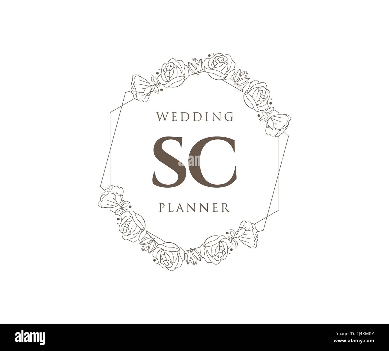 SC Initials Letter Hochzeit Monogram Logos Kollektion, handgezeichnete moderne minimalistische und florale Vorlagen für Einladungskarten, Save the Date, elegant Stock Vektor