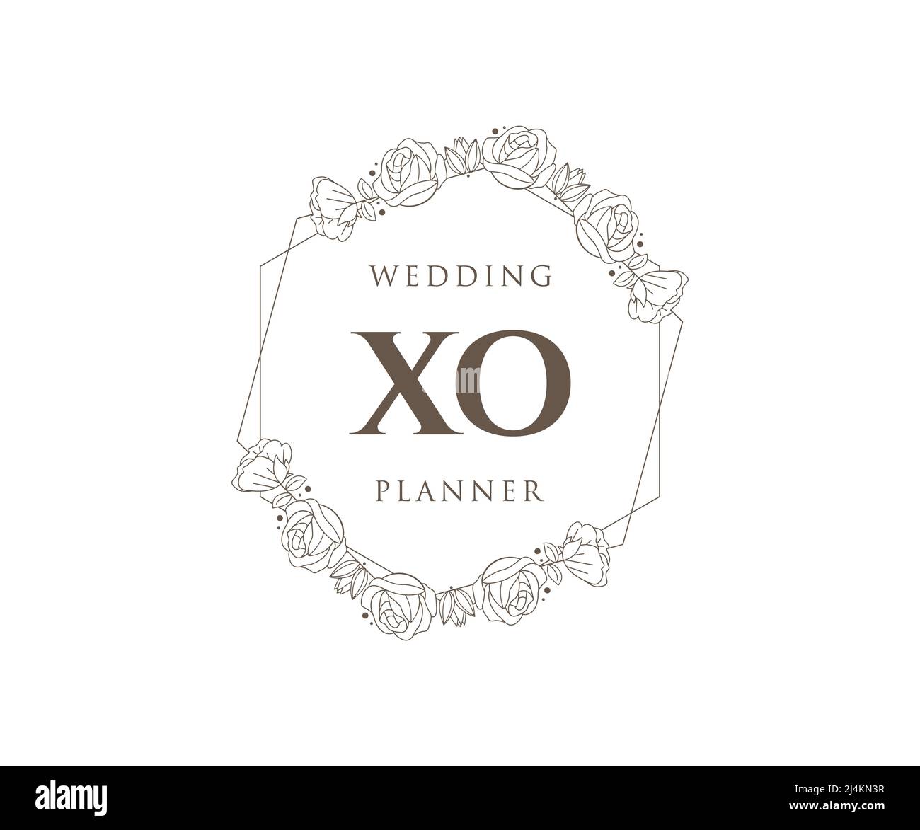 XO Initials Letter Hochzeit Monogram Logos Kollektion, handgezeichnete moderne minimalistische und florale Vorlagen für Einladungskarten, Save the Date, elegant Stock Vektor