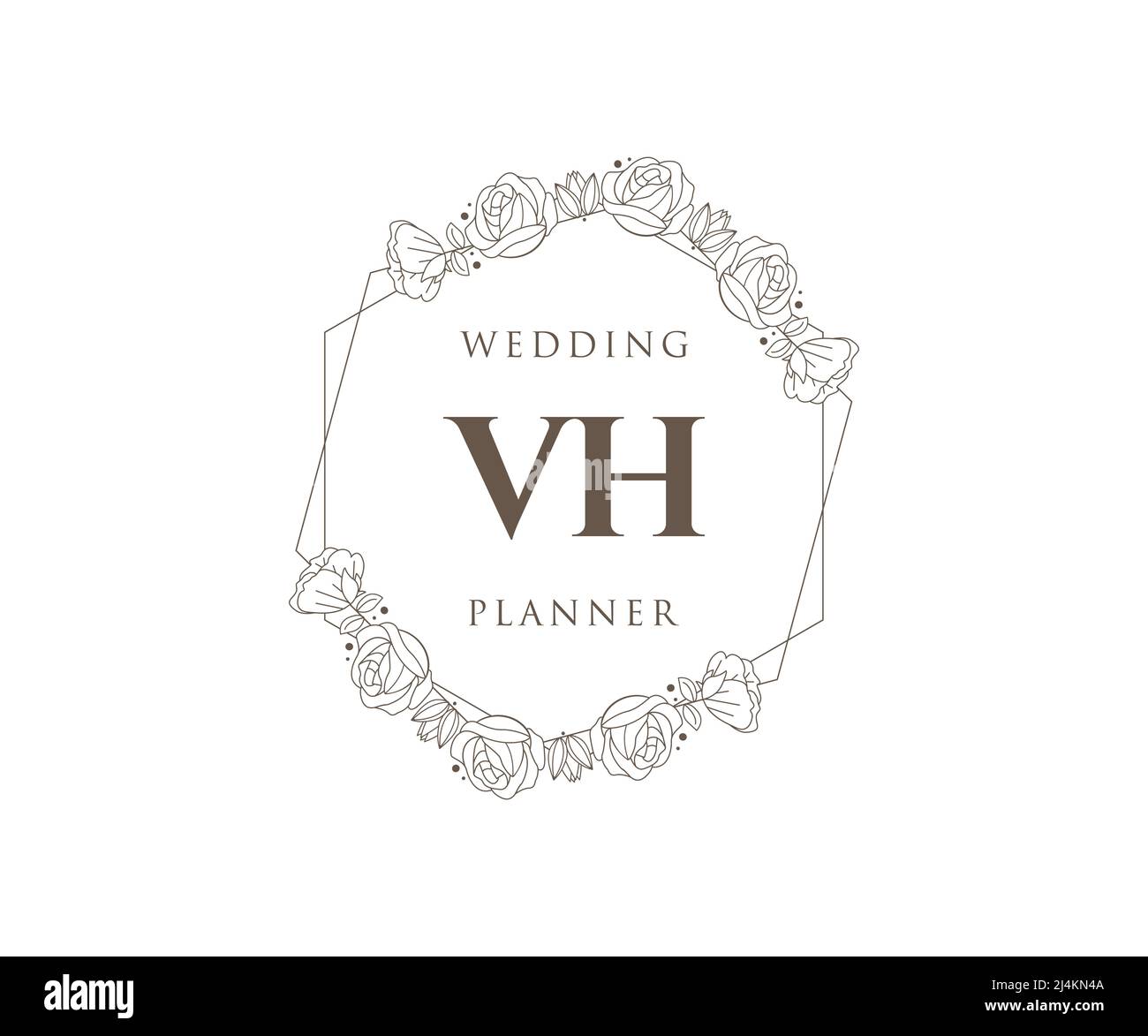 VH Initials Letter Hochzeit Monogram Logos Kollektion, handgezeichnete moderne minimalistische und florale Vorlagen für Einladungskarten, Save the Date, elegant Stock Vektor