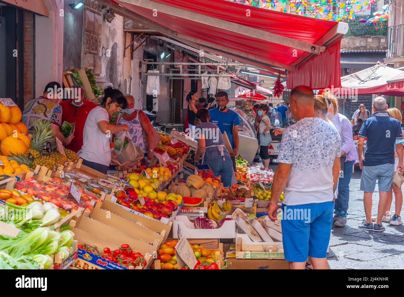 Catania, Italien, 5. September 2021: Marktbezirk in Catania, Sizilien, Italien. Stockfoto