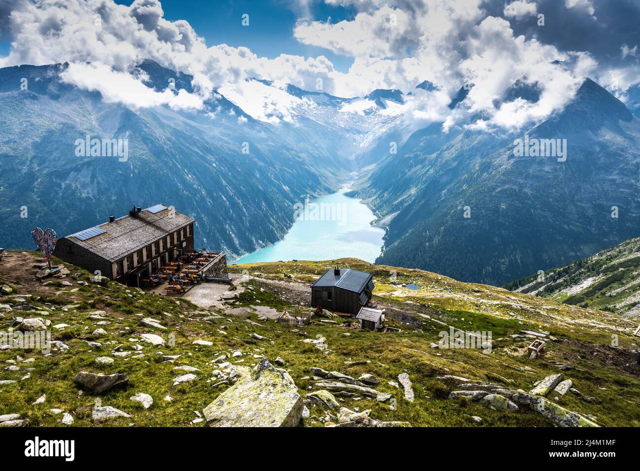 Schlegeisspeicher Wanderung zur Olperer Hütte Stockfoto