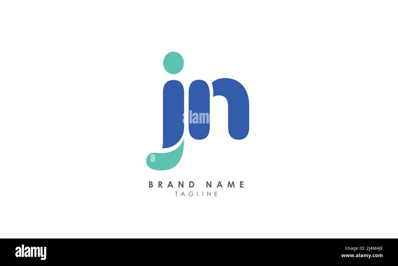 Buchstabenbuchstaben Initialen Monogramm-Logo JN, NJ, J und N Stock Vektor