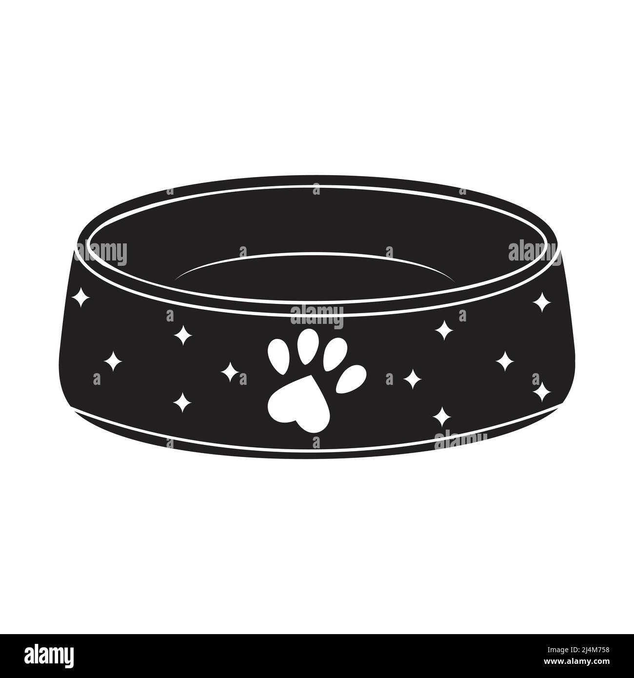 Schüssel für Trockenfutter und Wasser für Hunde und Katzen, Symbol, Vektor isolierte Illustration. Stock Vektor