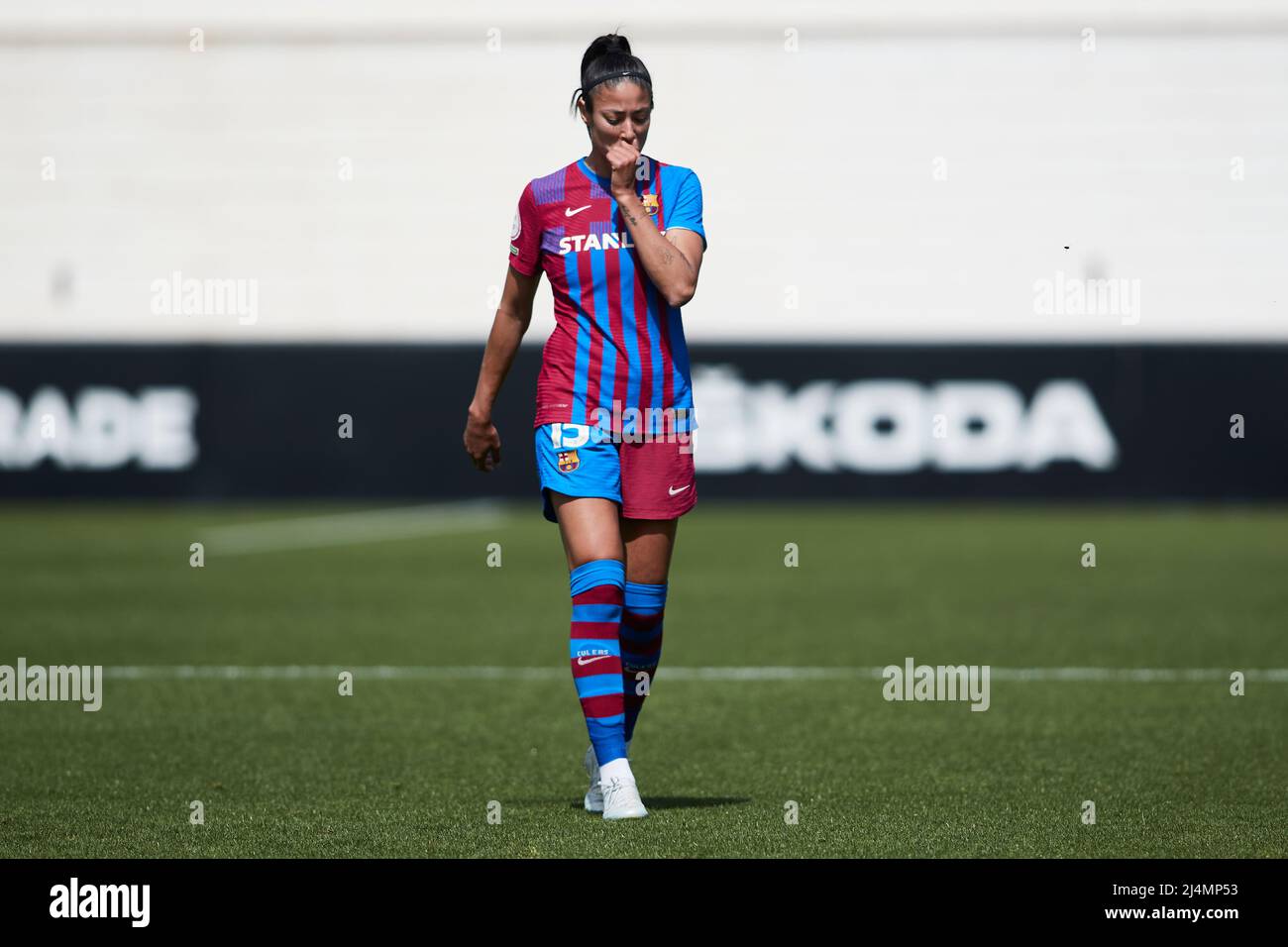 16.. April 2022; Estadio Antonio Puchades, Valencia, Spanien; La Liga Iberdrola Fußball, Valencia CF gegen FC Barcelona; Liga Iberdrola; Leila Ouaha Stockfoto