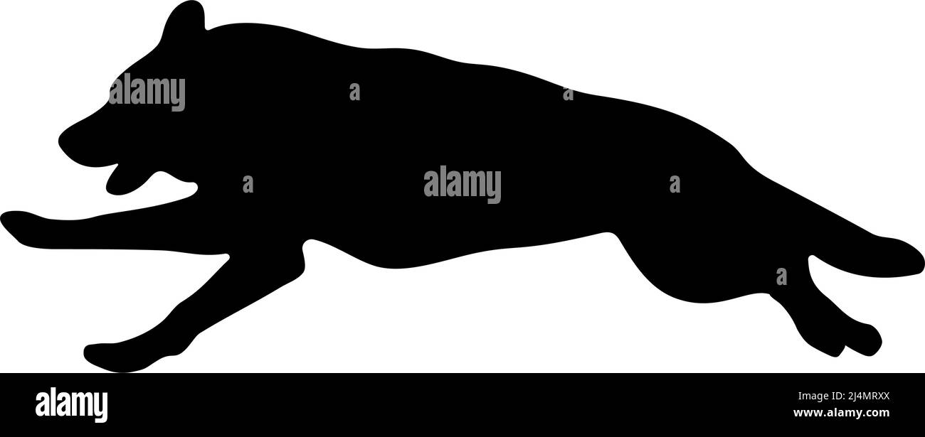 Schwarze Silhouette eines Hundes auf weißem Hintergrund. Vektorbild. Stock Vektor