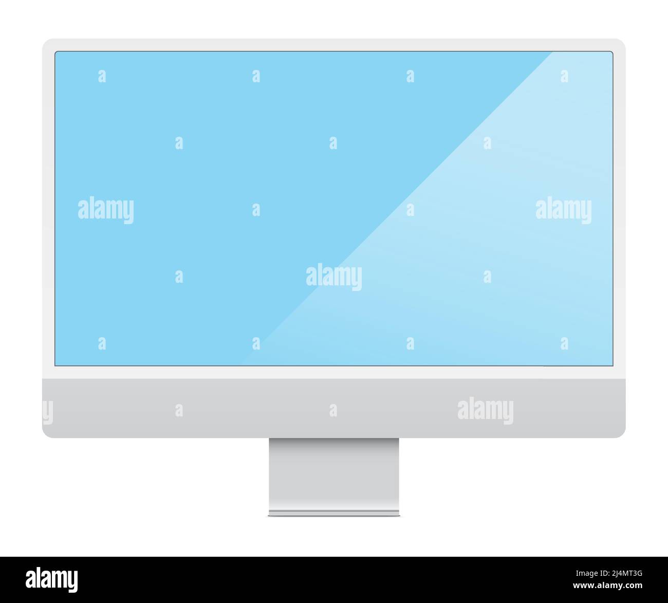 Modernes PC-Display auf weißem Hintergrund isoliert. Schlanker, glänzender Monitor, Vektorgrafik. Stock Vektor