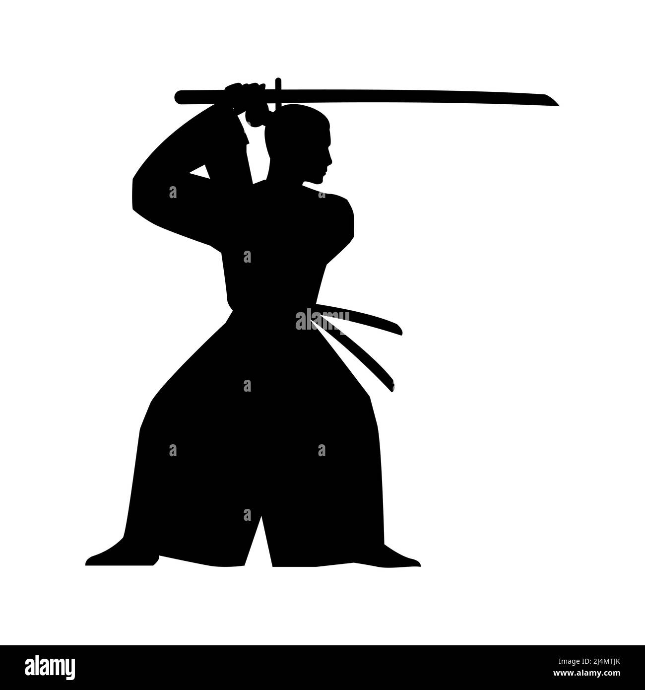 Silhouette Design der japanischen Krieger Traning, Vektor-Illustration Stock Vektor
