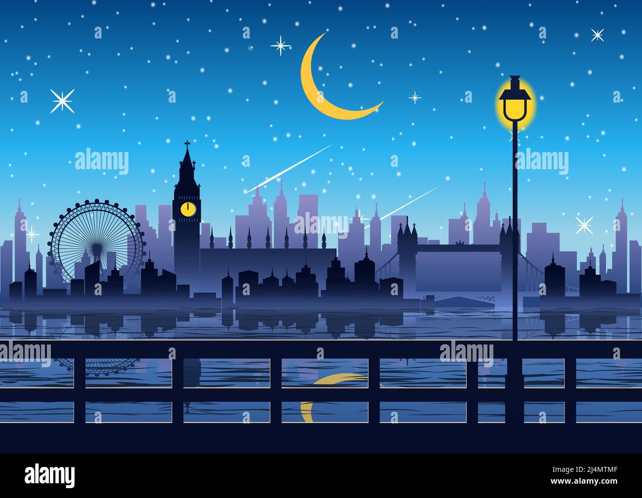 Silhouette Design von london bei Nacht, Vektor-Illustration Stock Vektor