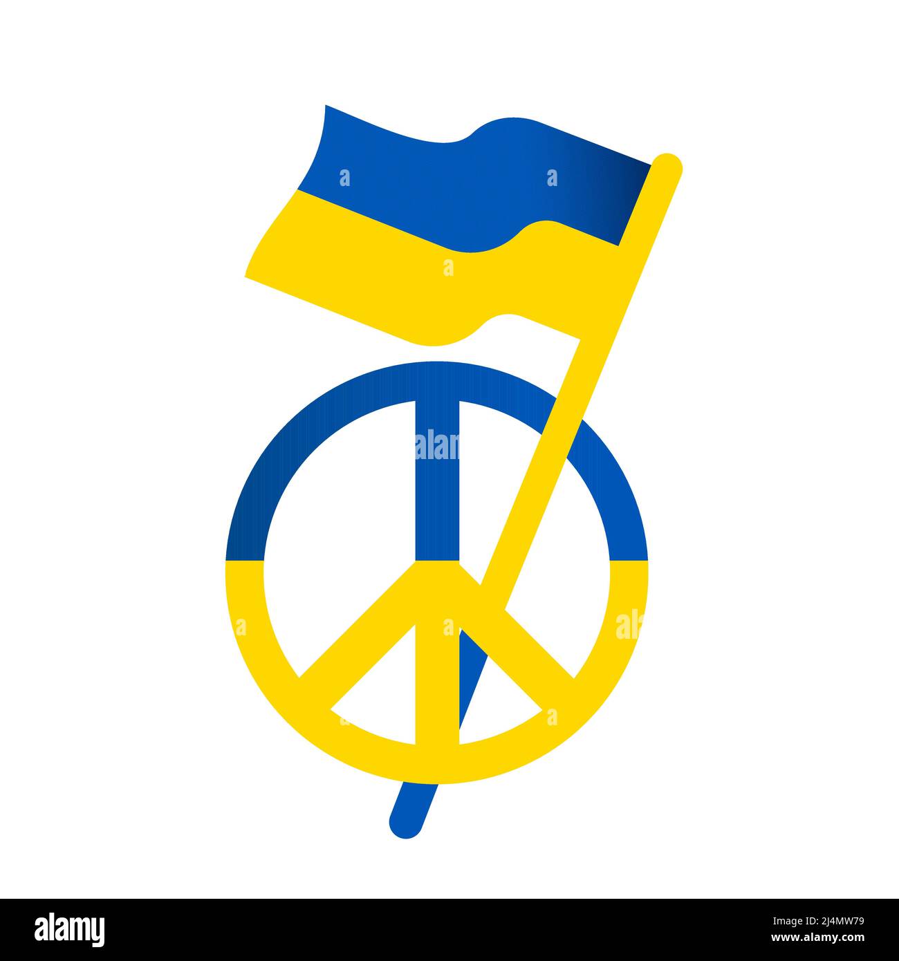 Friedenskonzept für die Ukraine. Friedenszeichen mit ukrainischer Flagge. Stock Vektor