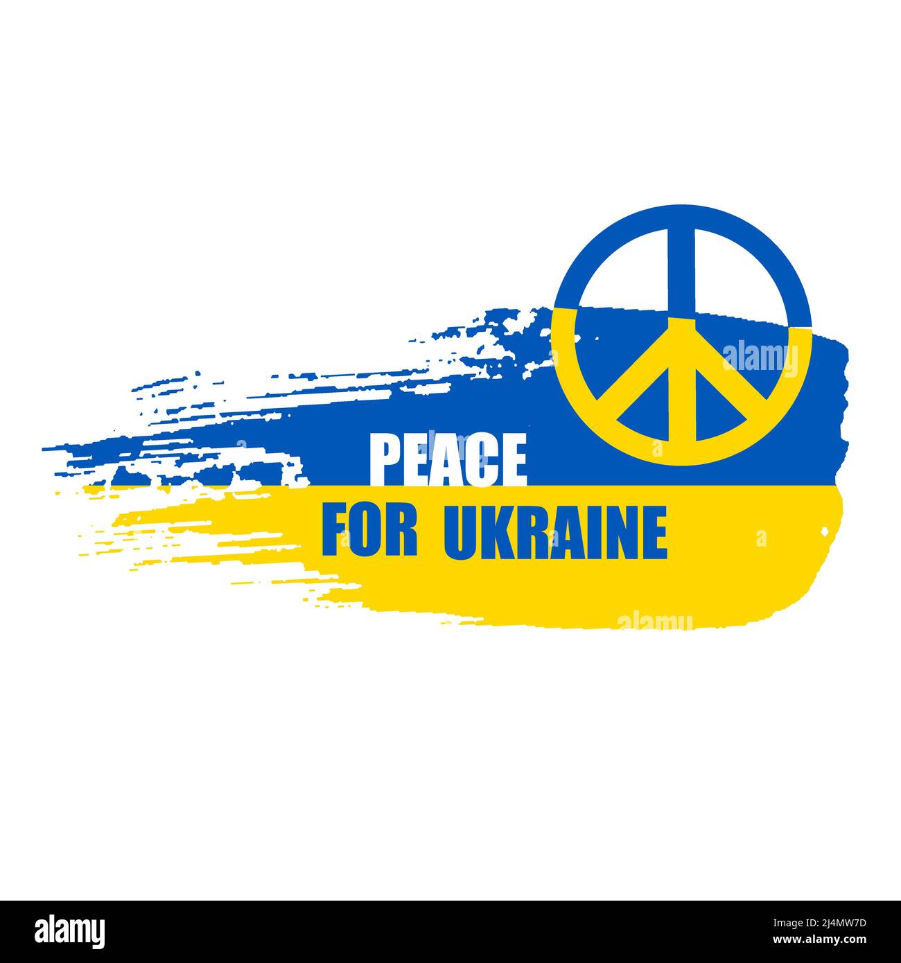 Friedenskonzept für die Ukraine mit Friedenszeichen und ukrainischer Flagge Stock Vektor