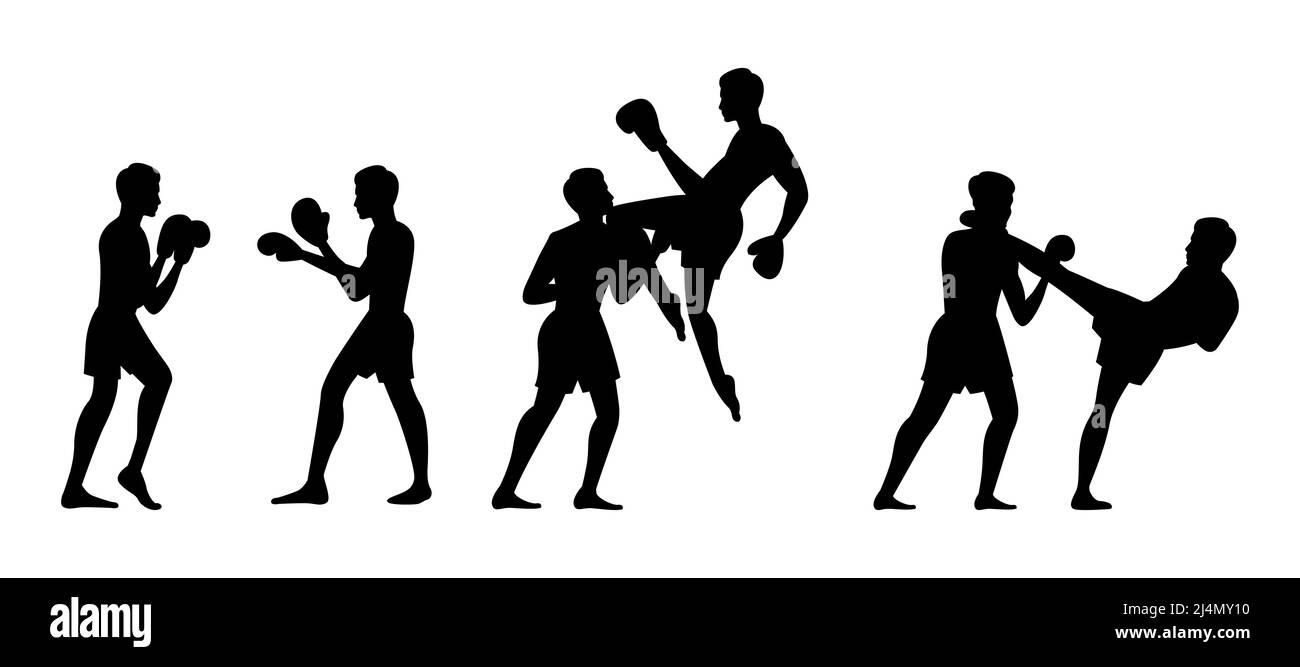 Silhouette Design von Thai Boxer kämpfen, Vektor-Illustration Stock Vektor