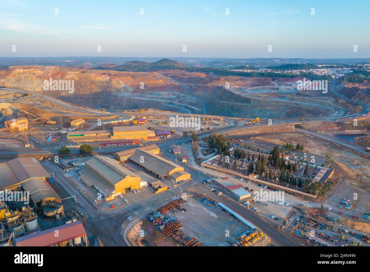 Industrieanlagen in Minas de Riotinto in Spanien Stockfoto