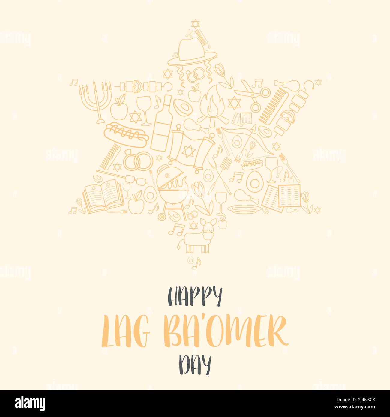 Happy lag Ba Omer Tag Grußkarte Konzept. Übersetzung für hebräischen Text - Happy lag Ba Omer Tag. Stock Vektor
