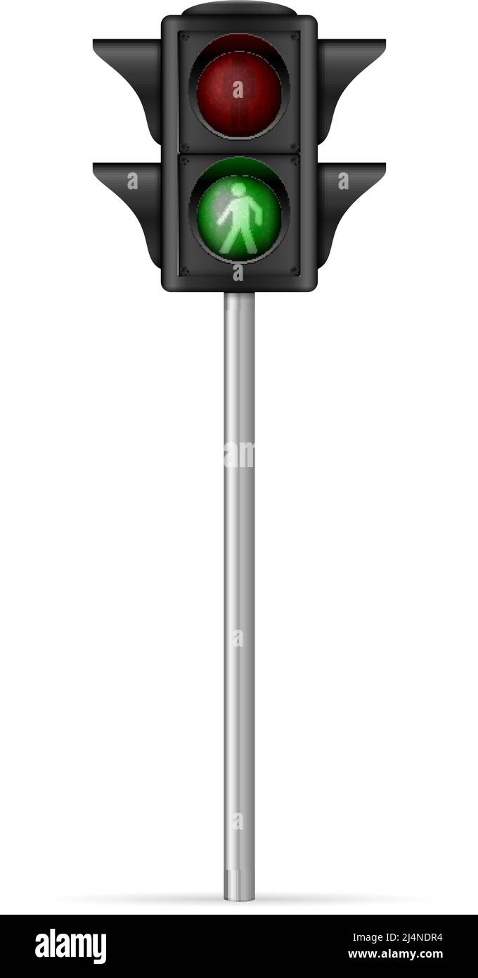 Ampel Fußgänger grün Seufzer auf weißem Hintergrund. Vektorgrafik. Stock Vektor