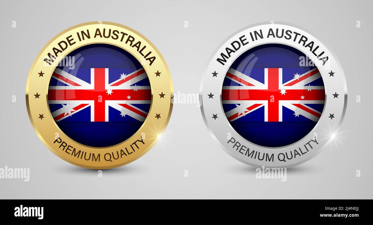 Made in Australia Grafiken und Labels Set. Einige Elemente der Auswirkung für die Verwendung, die Sie daraus machen möchten. Stock Vektor