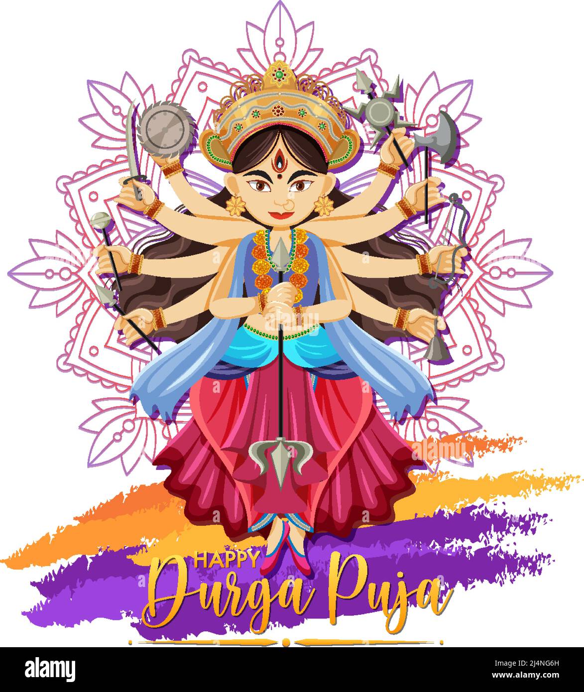 Durga Puja auf weißem Hintergrund Stock Vektor