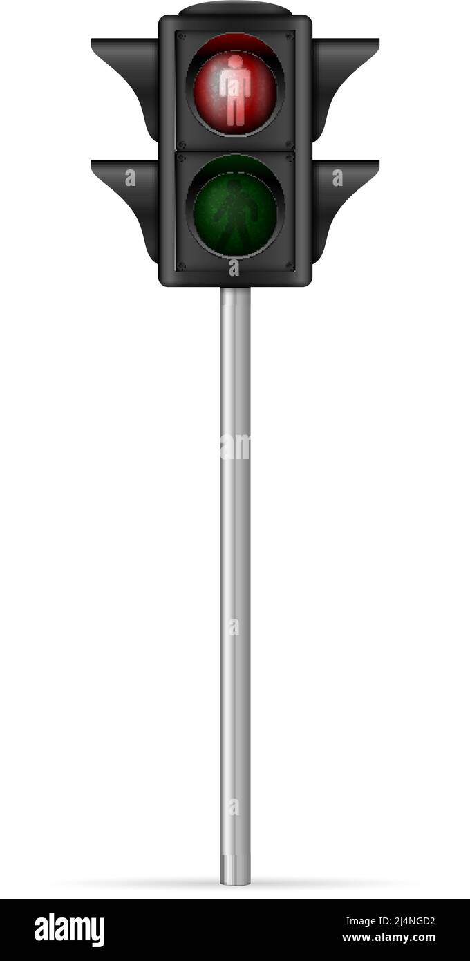 Ampel Fußgänger rote Ampel auf weißem Hintergrund. Vektorgrafik. Stock Vektor