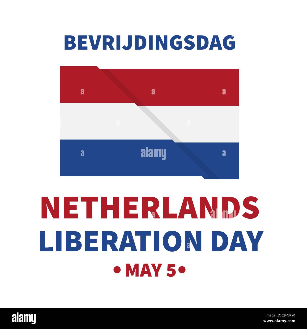 Niederlande Liberation Day in englischer und niederländischer Sprache mit Flagge. Nationalfeiertag am 5. Mai. Vektorvorlage für Banner, Typografie Stock Vektor