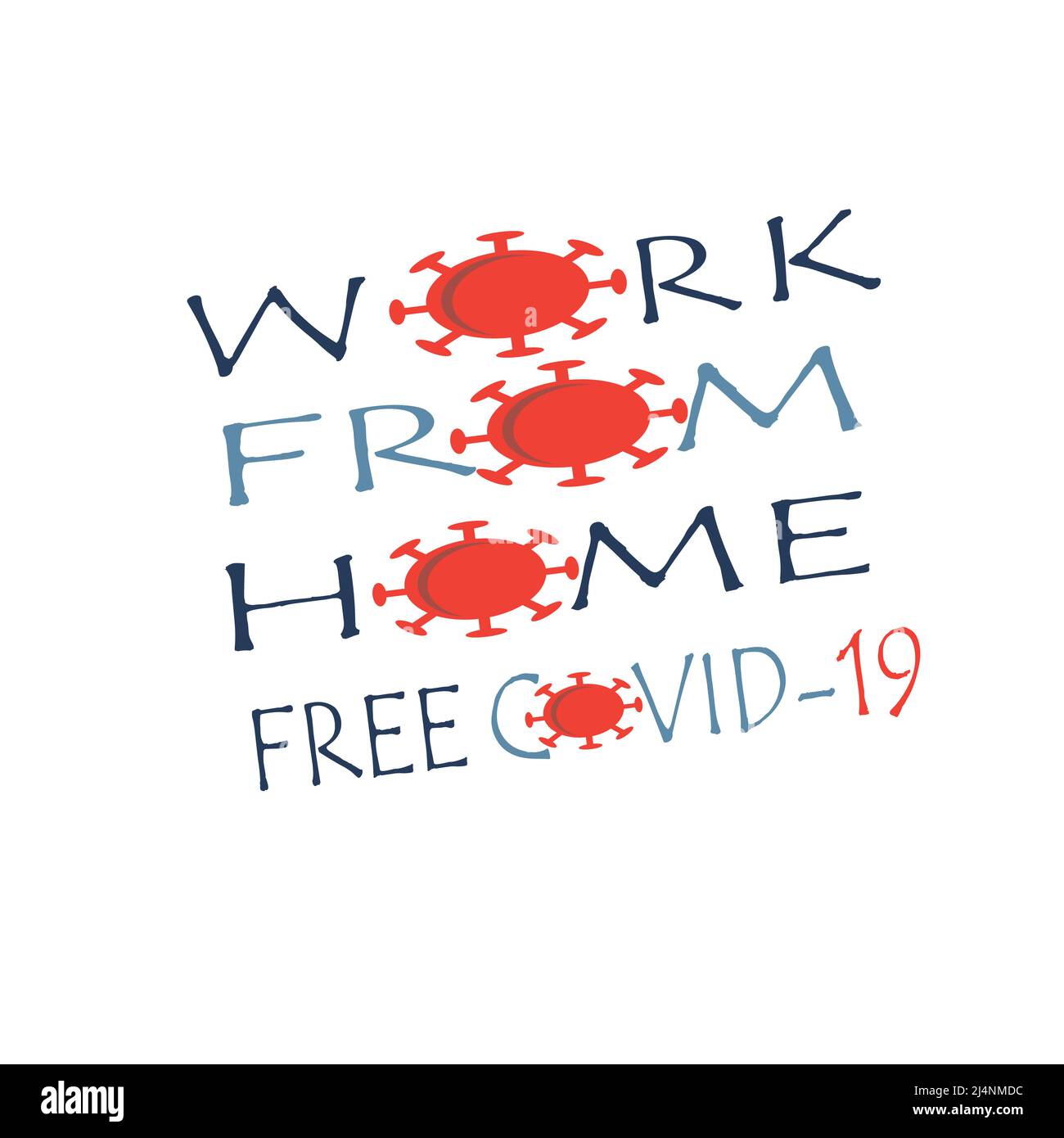 Ilustrasi Vektor Arbeit von zu Hause aus. Postervirus covid 19. Kostenlose Covid 19 Stock Vektor