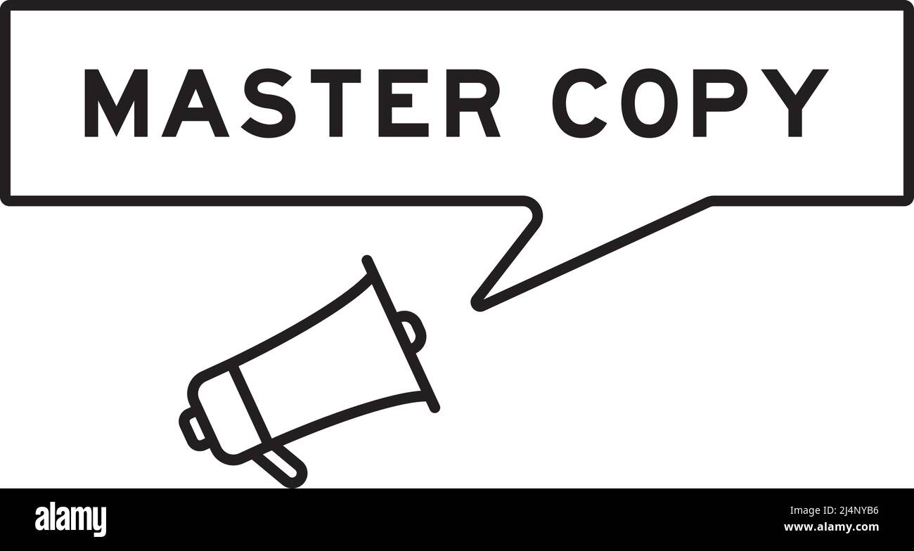 Megaphon-Symbol mit Sprechblase in Word Master-Kopie auf weißem Hintergrund Stock Vektor