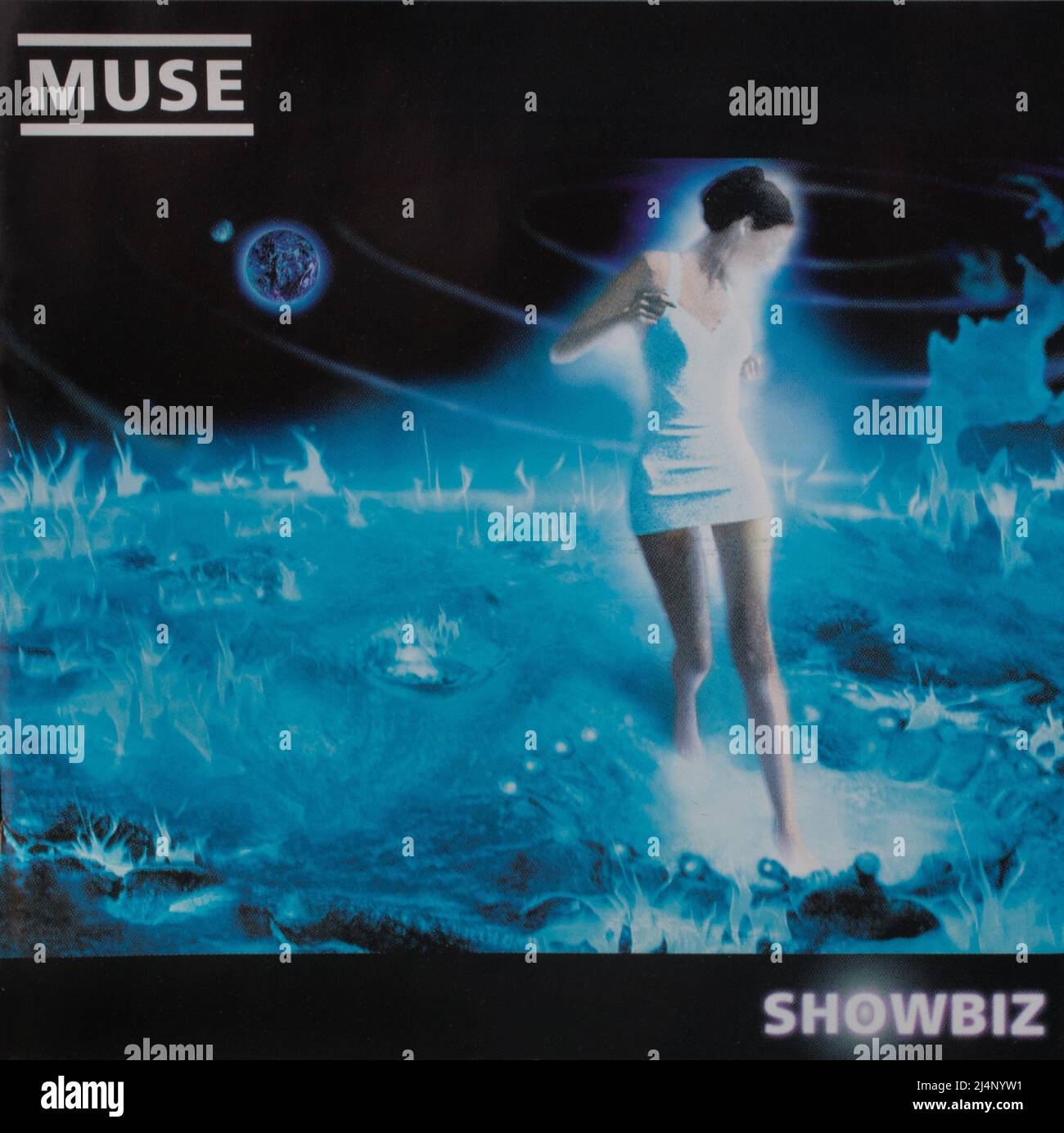 Das CD-Album Cover zu Showbiz von Muse Stockfoto