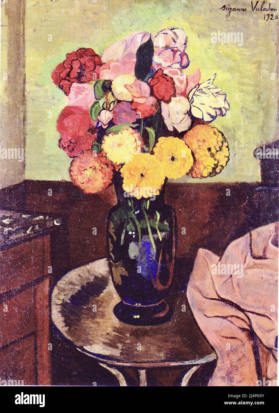 Suzanne Valadon - Blumenvase auf rundem Tisch - 1920 Stockfoto