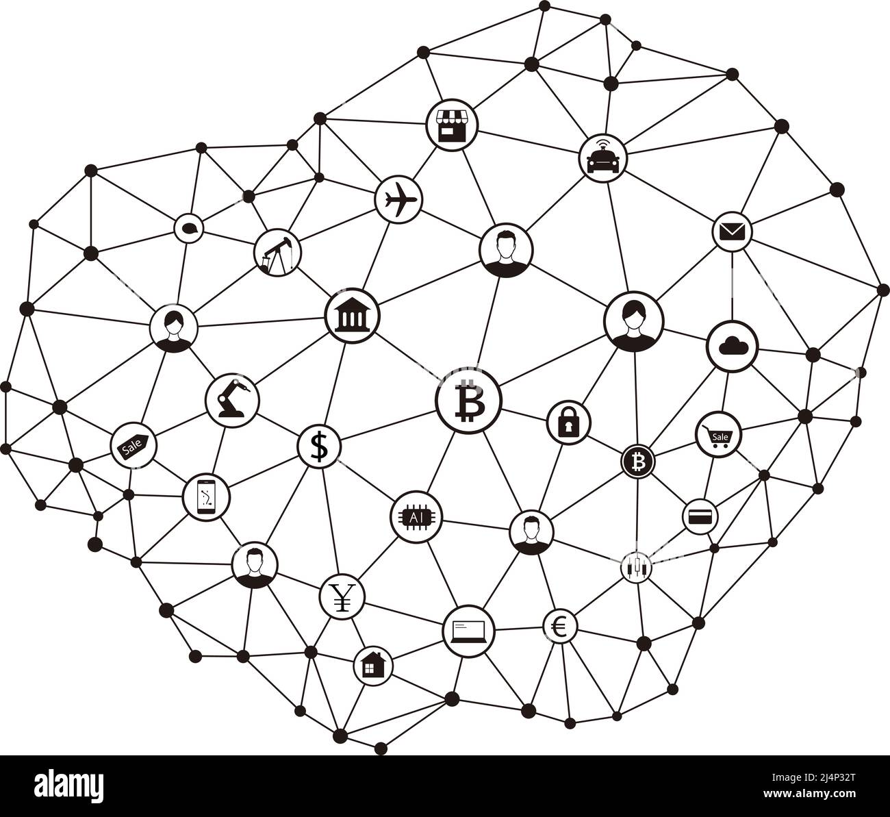 Digitaler Hintergrund von Blockchain oder Internet, Vektordarstellung Stock Vektor